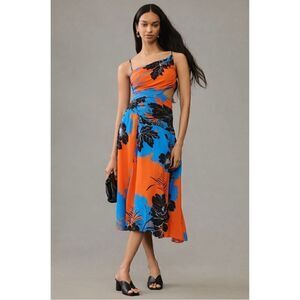 NEW Anthropologie Plenty by Tracy Reese Floral Asymmetrical Cut Out Dress Small